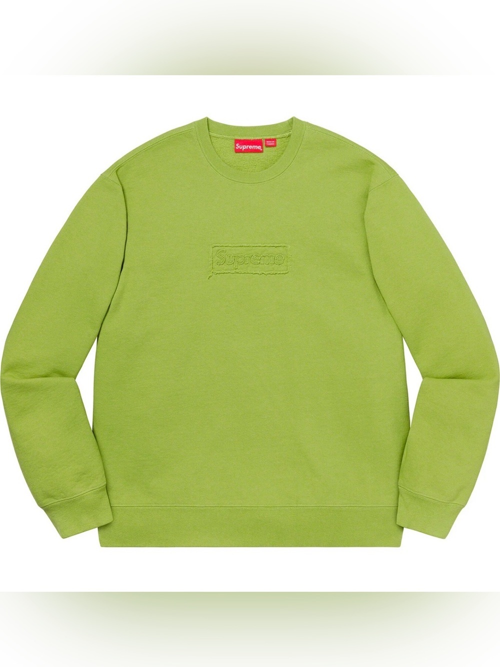 Supreme Lime Green Embroidered Box Logo Crewneck Sweatshirt M